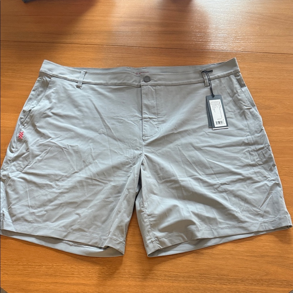 RHONE Light Gray Flat Front Shorts